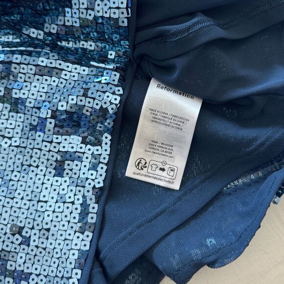 Reformation XS Elise Blue Sequin Knit Dress - Picture 9 of 11